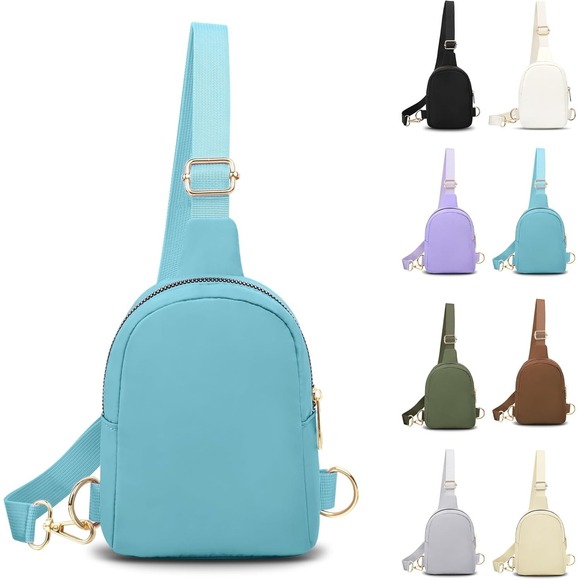 VOROLO Small Sling Bag For Men and Women Crossbody Adjustable Stap Light Blue - Picture 1 of 7